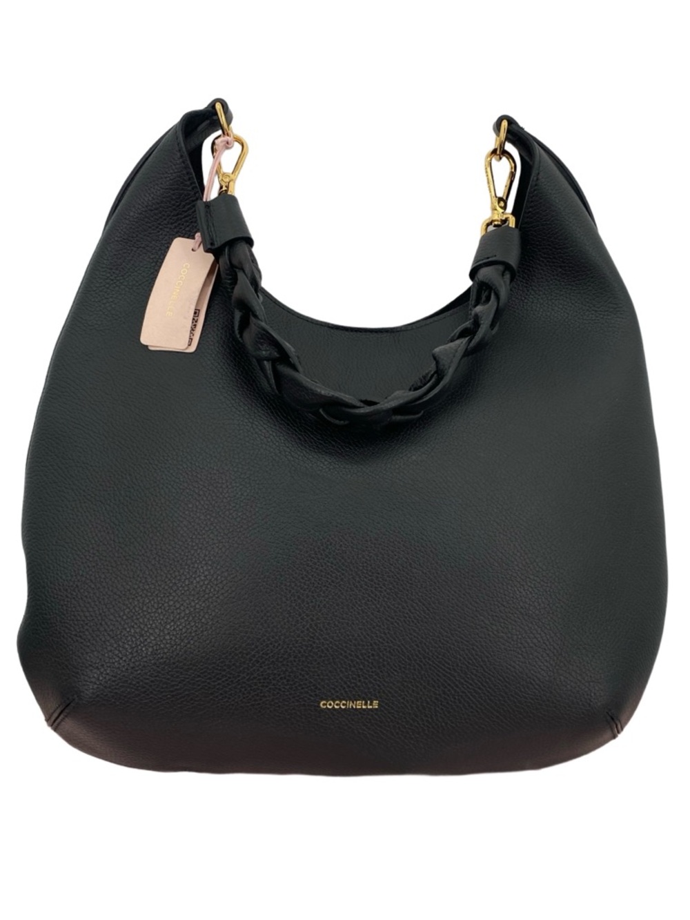Coccinelle Braided Strap Shoulder Bag Black Leather Purse New - Picture 7 of 11